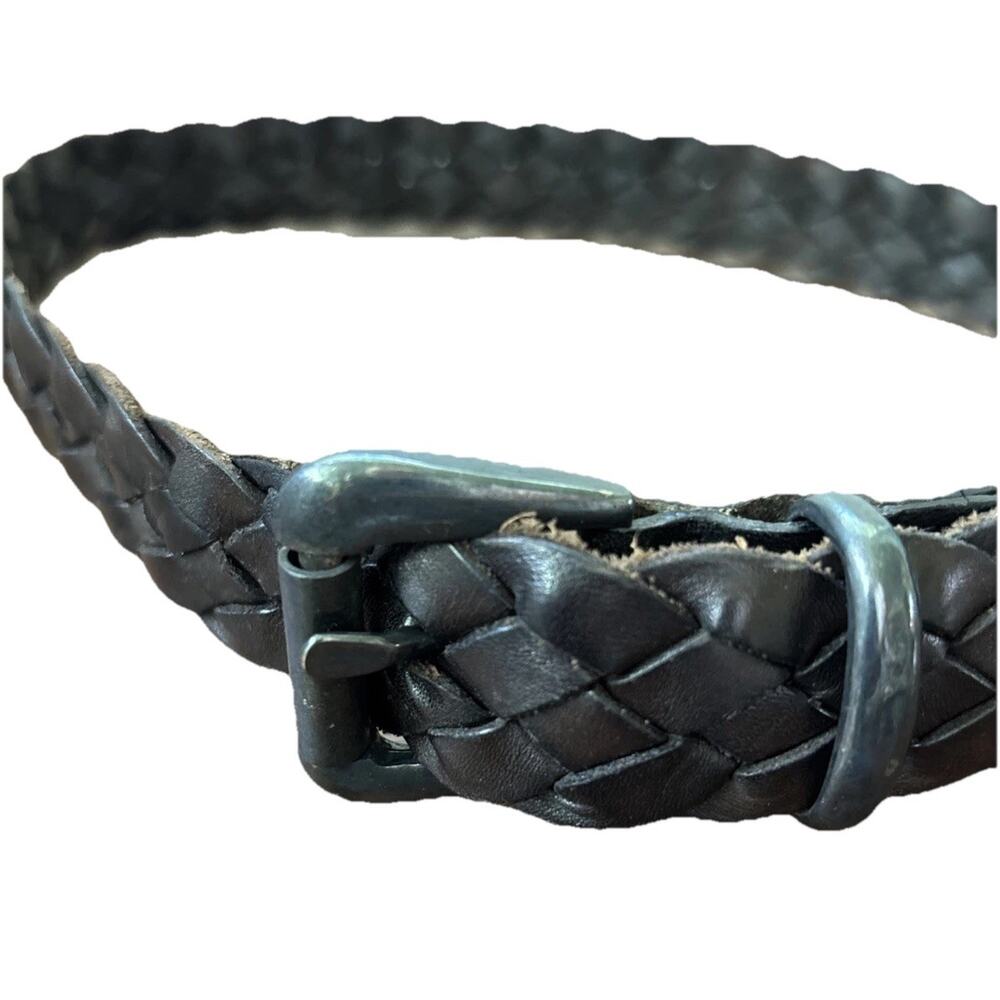 Vintage Abercrombie & Fitch Made In Italy Black Braided Leather Belt Unisex Y2K